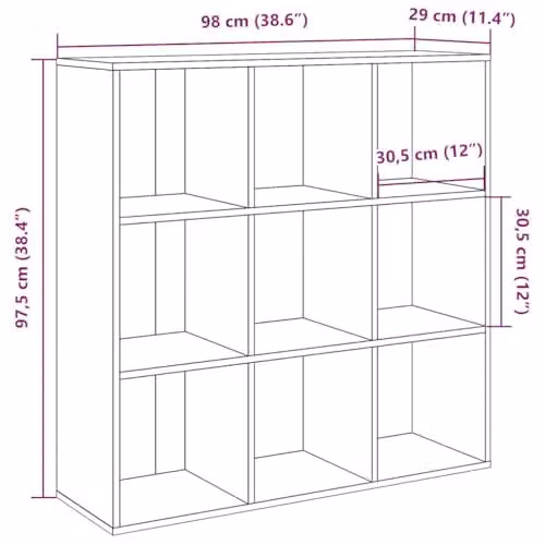 vidaXL Book Cabinet in Old Wood Brown, W/D/H: 98 x 29 x 97.5 cm – 3