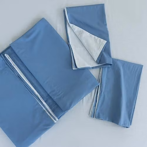 MHG Living Blue Reversible 100% Cotton Double Duvet Cover and Pillowcase Set with Button Closure, Duvet Cover: 140 x 200 cm, Pillowcase: 48 x 74 cm – 2