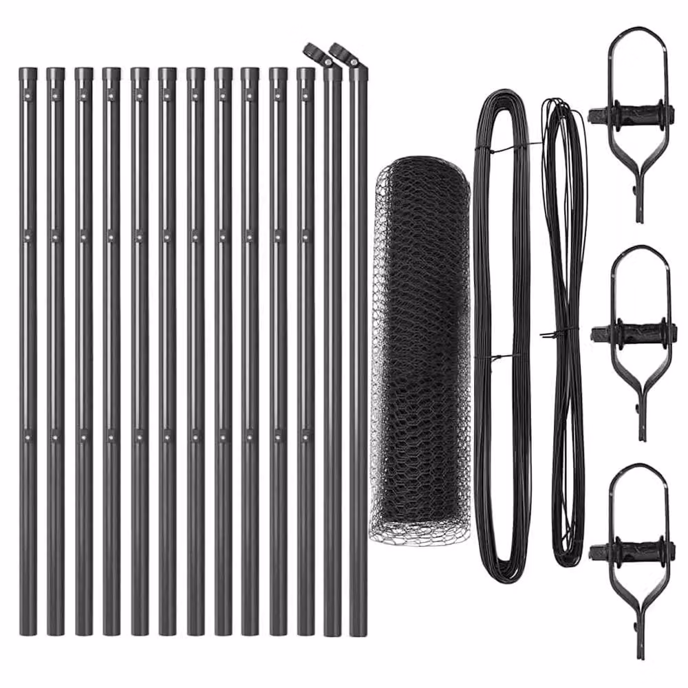 Berkfield Home Grey Powder-Coated Steel Hexagon Fence, 0.4 x 25 m – 3