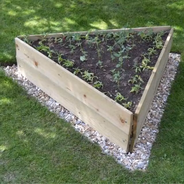 Primrose 2-Tier Wooden Raised Triangle Grow Bed in Brown