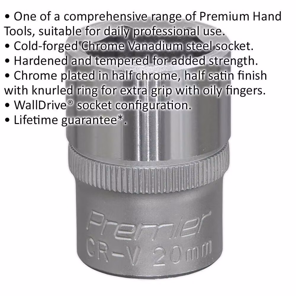 Loops 20mm Steel Drive Socket 1/2 inch Square Drive Chrome Vanadium Wrench Socket in Silver – 2