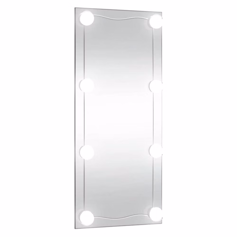Berkfield Home Silver Rectangular Glass Wall Mirror with LED Lights W: 50 cm, H: 100 cm