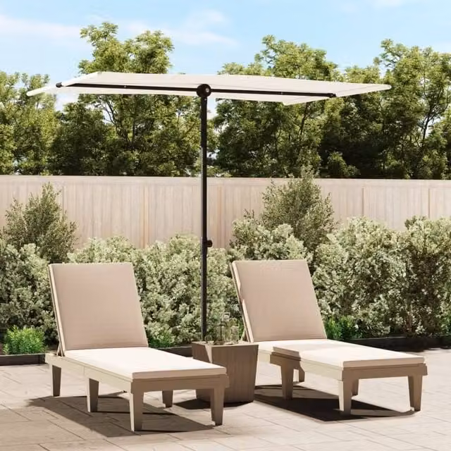 Berkfield Home Outdoor Parasol with Aluminium Pole, Sand White, W 200 cm x D 150 cm
