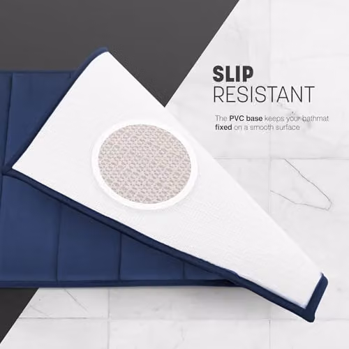 Keplin Memory Foam Bath Mat, Navy Blue, W/L: 60 x 90 cm – 5