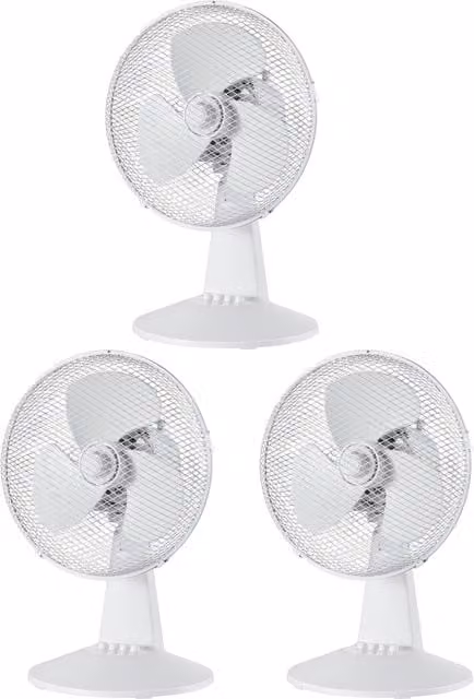 Igenix Pack of 3 White 12 Inch Oscillating Table Fans