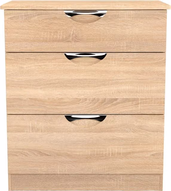 2 U Holborn Ready Assembled 3 Drawer Deep Chest in Light Oak