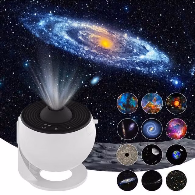 VOGREX 12-in-1 Rotating Galaxy Projector LED Starry Sky Night Light, White – 1