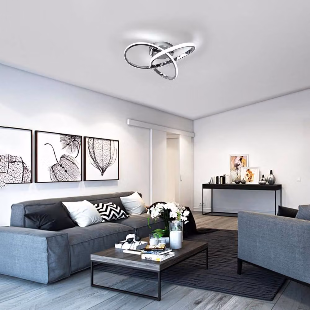 Goeco Modern LED Ring Ceiling Light, 36W, Dimmable with Remote Control, Silver – 2