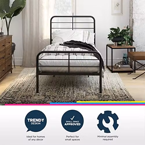 DHP Furniture Millie Metal Bed in Black, W/D/H: 90 x 200 x 105.4 cm – 5