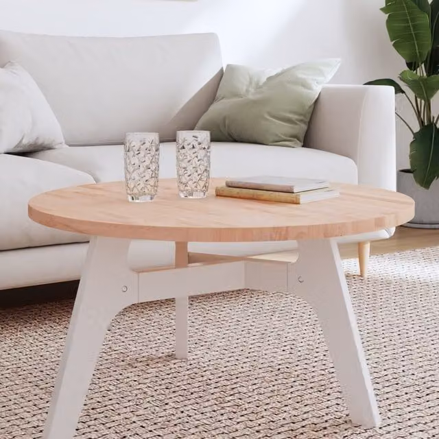 Berkfield Home Round Solid Wood Beech Table Top, Brown, Diameter: 80 cm, Height: 2.5 cm