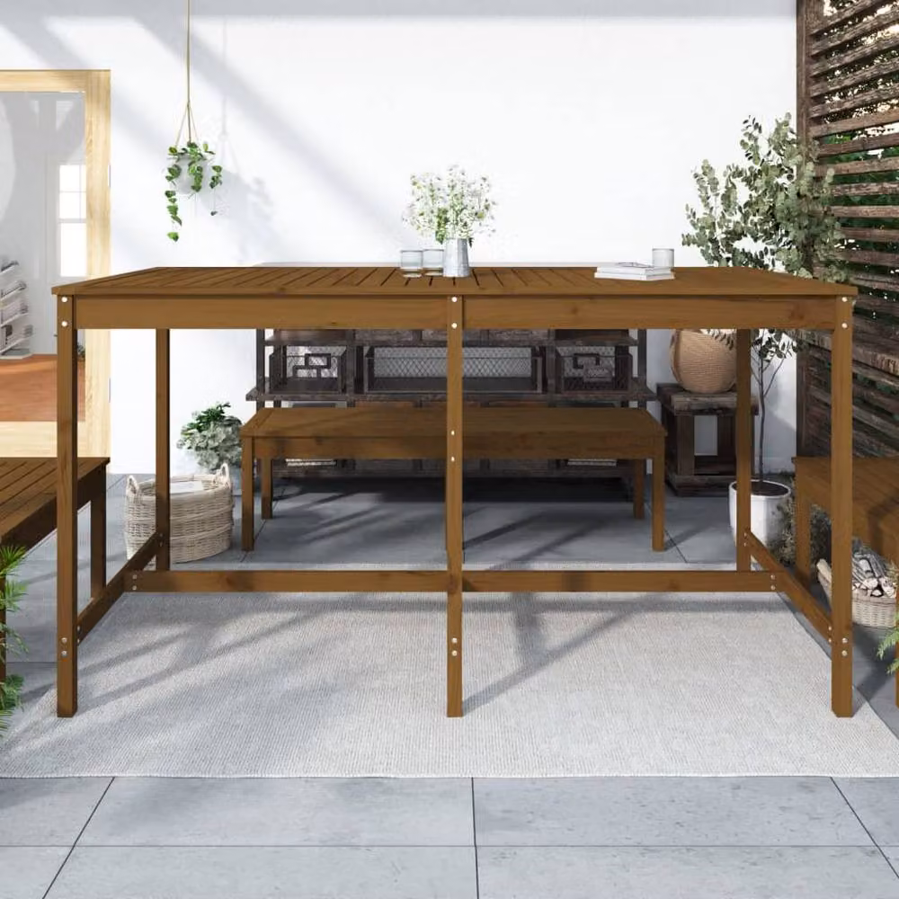 Berkfield Home Rustic Rectangular Garden Table in Brown Solid Pine, W/D/H: 203.5 x 90 x 110 cm – 2