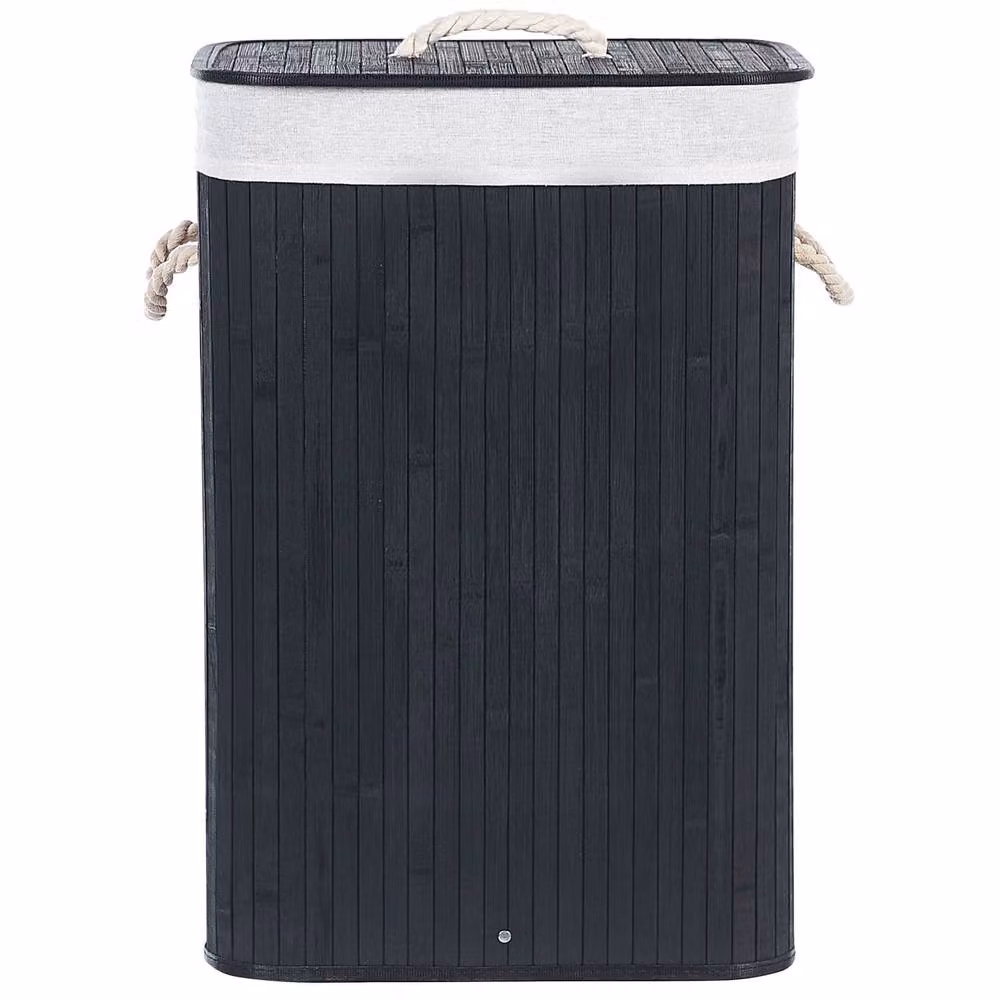 Wyld and Coco Black Bamboo Laundry Basket with Lid and Removable Washable Liner – 3