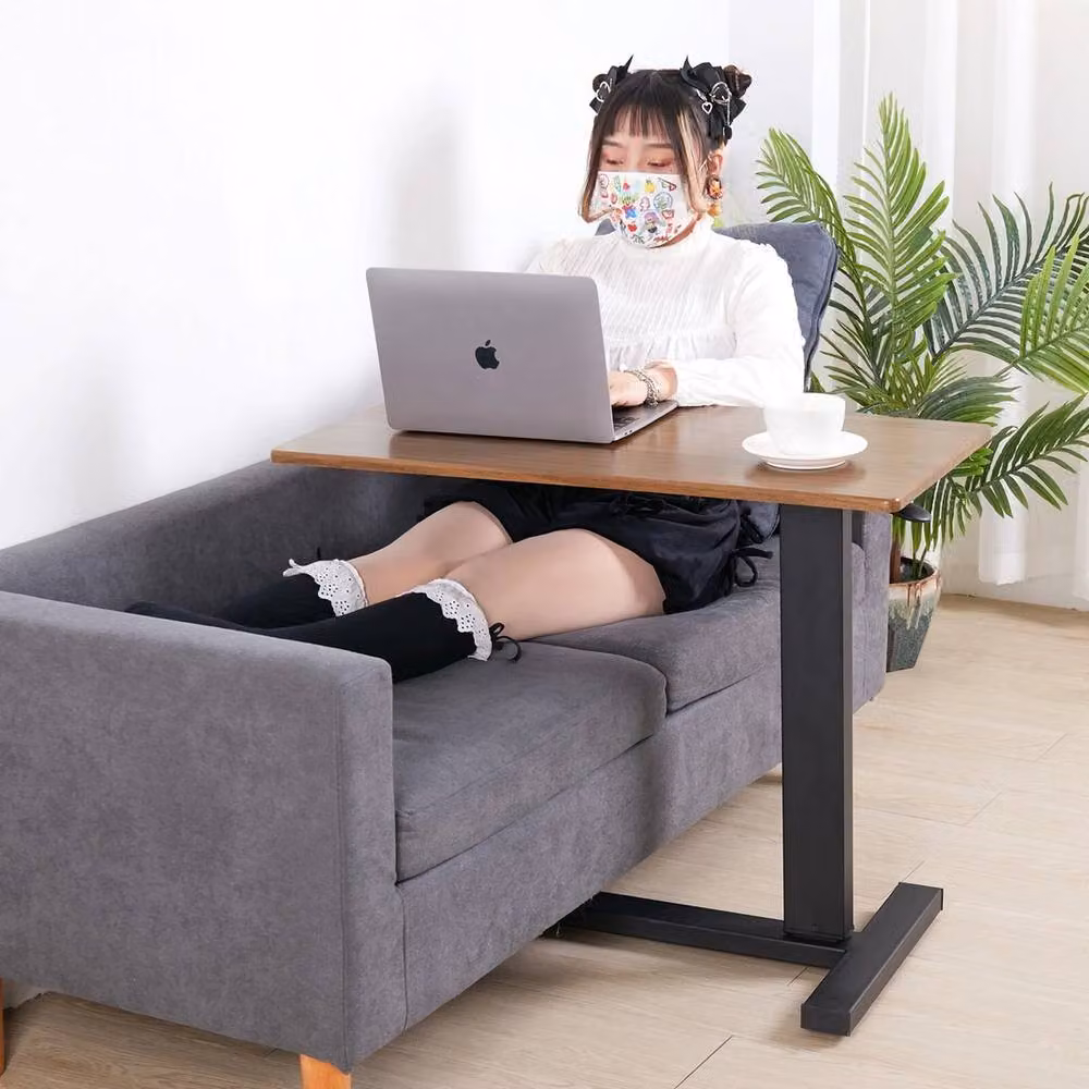 VOGREX Height Adjustable Mobile Laptop Over Bed and Sofa Side Desk in Brown – 3