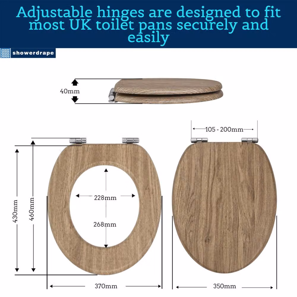 Showerdrape Norfolk Soft Close Wooden Toilet Seat in Natural Rust Oak – 4