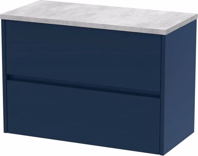 Balterley Chartley Contemporary 2 Drawer Wall Hung Bathroom Vanity Unit, Blue, Width: 80 cm – 1