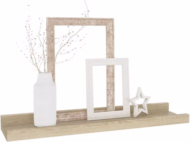 Berkfield Home Wall Mounted Shelves, 4 Piece Set in Sonoma Oak, Light Tan, W: 40 cm, D: 9 cm, H: 3 cm