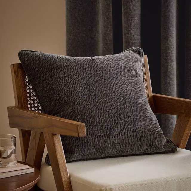 Yard Heath Grey Washed Velvet Square Cushion, W x D: 50 x 50 cm