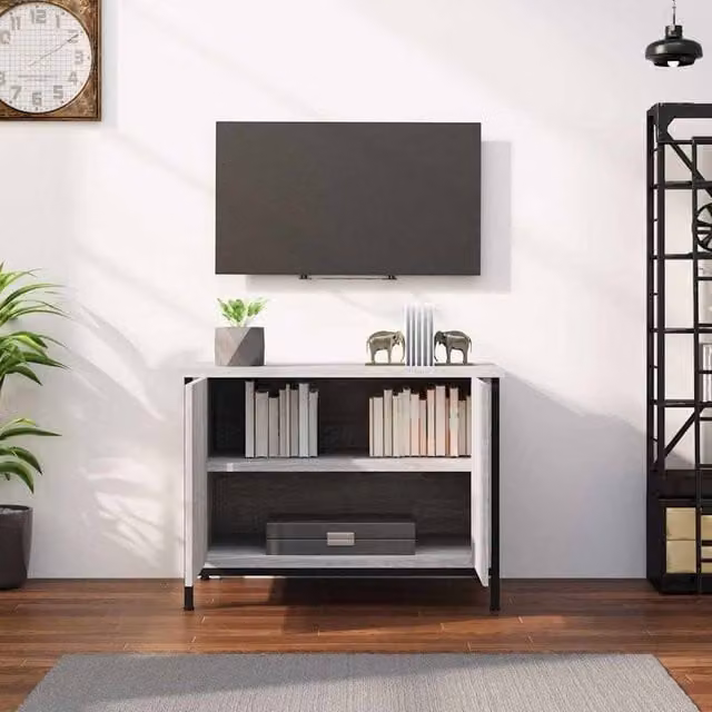 Berkfield Home TV Cabinet with Doors in Grey Sonoma, W/D/H: 60 x 35 x 45 cm – 1