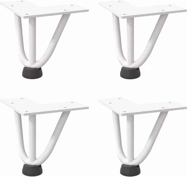 Berkfield Home White Solid Steel Hairpin Table Legs, 4 Pieces, Height: 10 cm