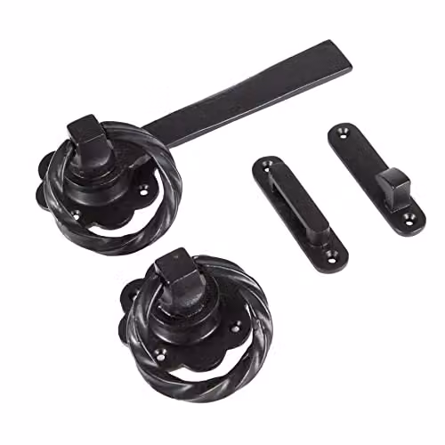 Hammer and Tongs Black Matt Cast Iron Rose Ring Gate Latch