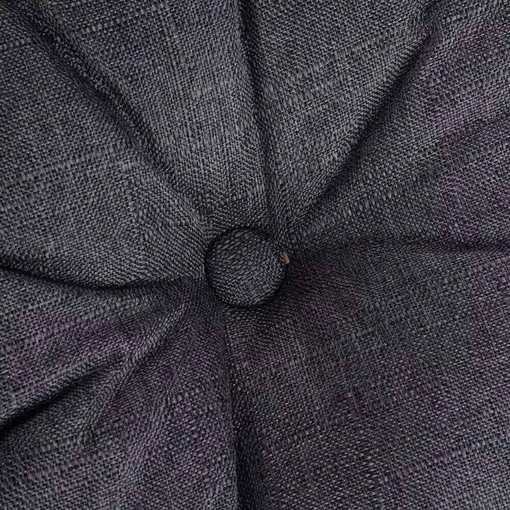 FLAVORA Large Round Linen and Cotton Floor Cushion in Grey, W: 100 cm, D: 190 cm – 3