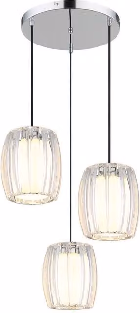 Netlighting Maribel Cluster Pendant Ceiling Light in Grey and Chrome with 3x E27 Glass Shades