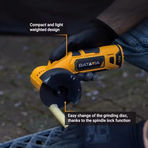 Batavia Fixxpack 12V Cordless Angle Grinder 76mm, Yellow – 2
