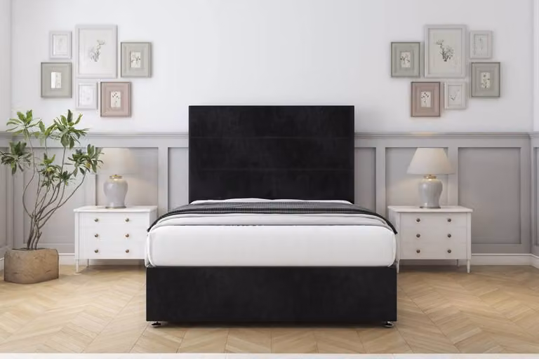 Sloomy Texas Naples Super King Divan Set with 26 inch Headboard in Black