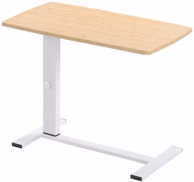 Kelvenix Height Adjustable Heavy Duty Overbed Table in Brown Wood – 1