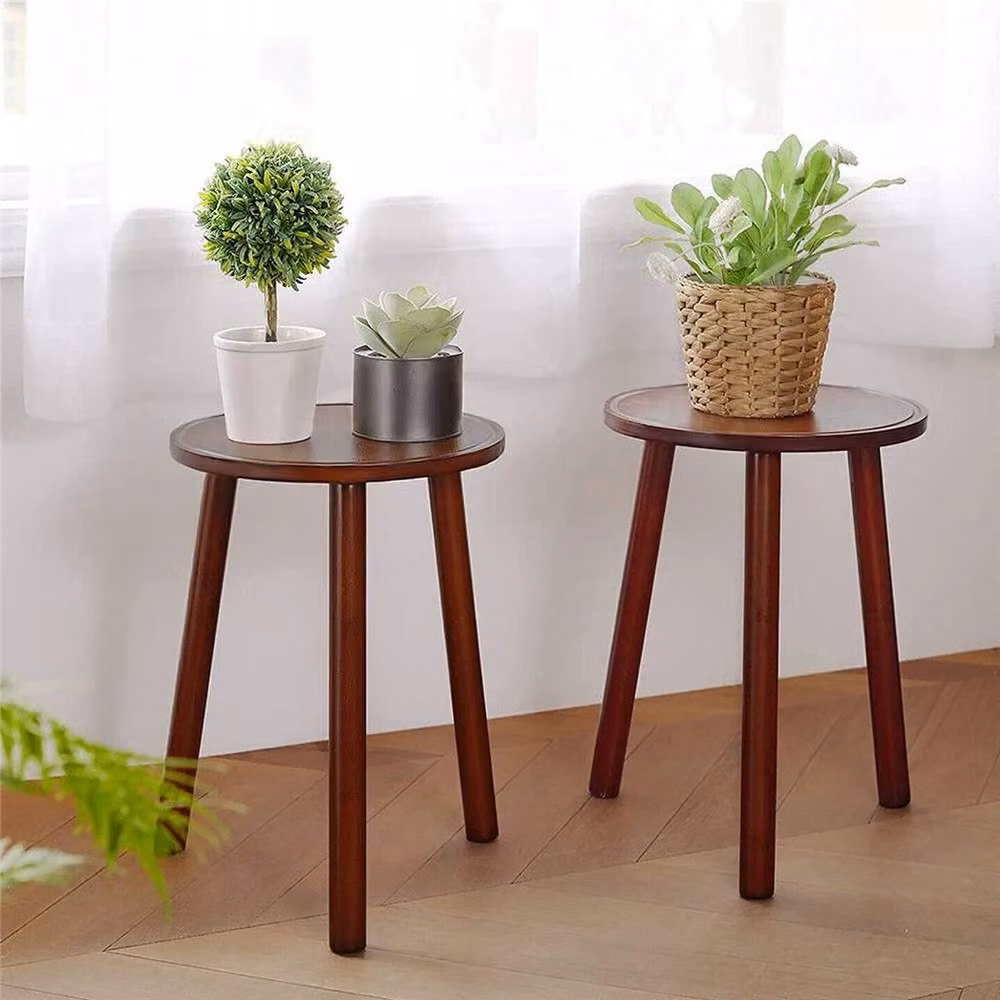 KORVIXA Set of 2 Brown Bamboo Plant Stands for Indoor and Outdoor Use, Height: 42 cm – 3