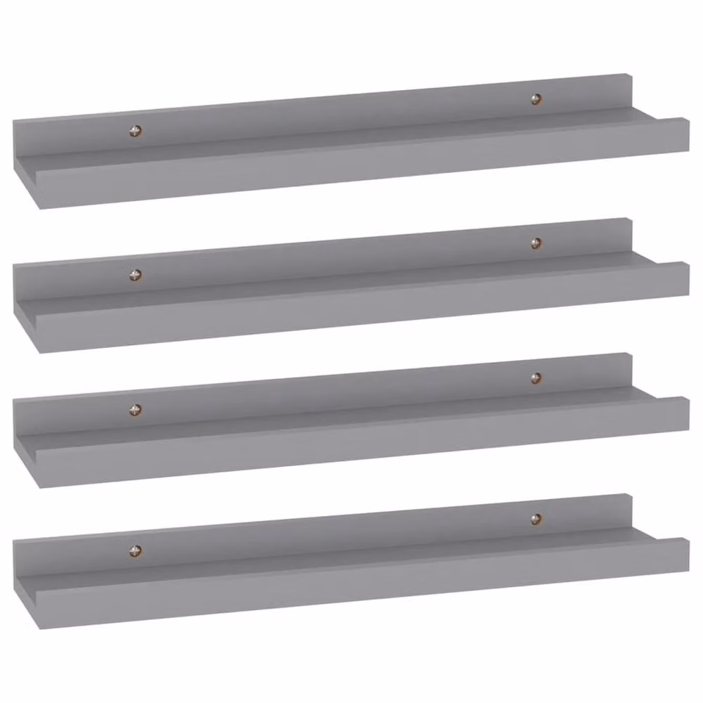 Berkfield Home Decorative Wall Shelves, 4 Piece Set, Grey, W: 40 cm, D: 9 cm, H: 3 cm – 3