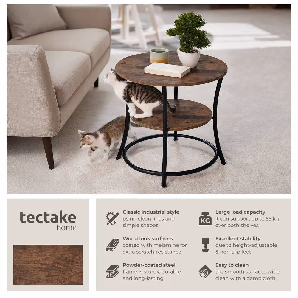 tectake Saint Louis Bedside Table in Dark Brown and Black – 2