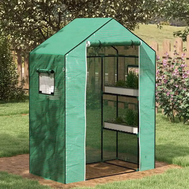 Outsunny Green PE Walk-in Greenhouse Replacement Cover