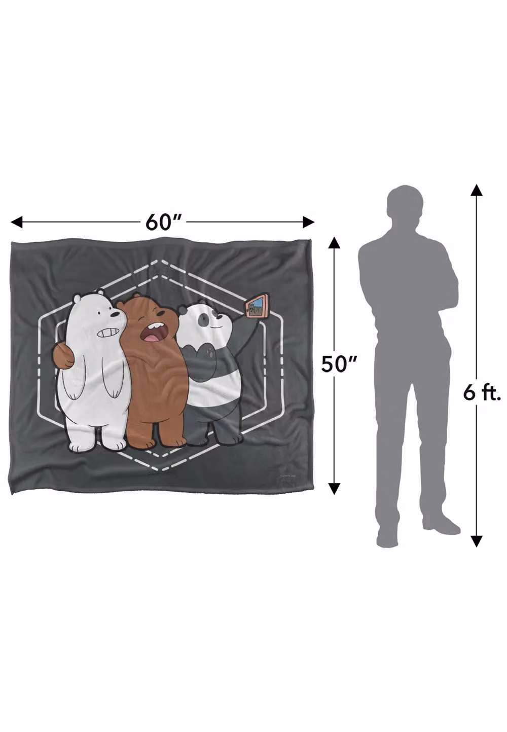 LOGOVISION We Bare Bears Selfie Silky Touch Super Soft Fleece Throw Blanket, White, W/D/H: 152 x 127 cm – 6