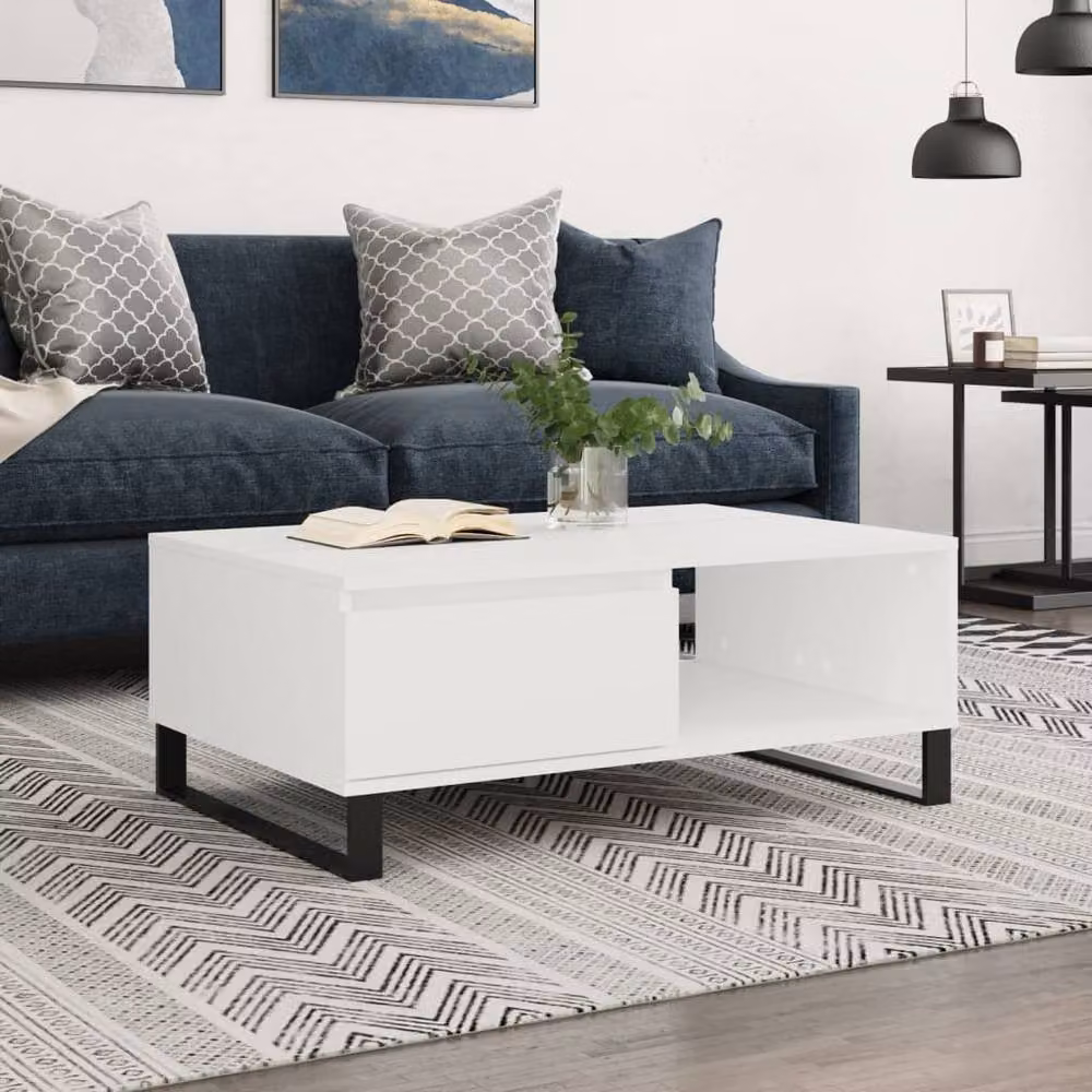 Berkfield Home Modern White Rectangular Coffee Table W/D/H: 90 x 60 x 35 cm – 2