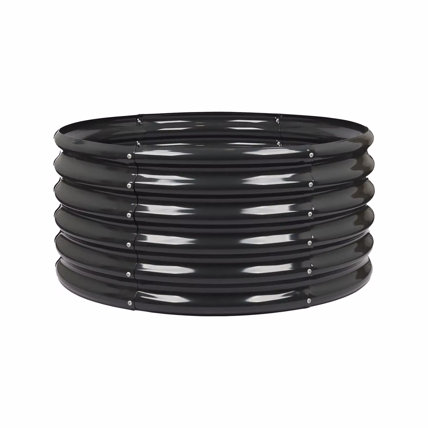 Harbour Housewares Set of 2 Round Bottomless Raised Garden Beds in Black Galvanised Steel, W: 90 cm, H: 45 cm – 5