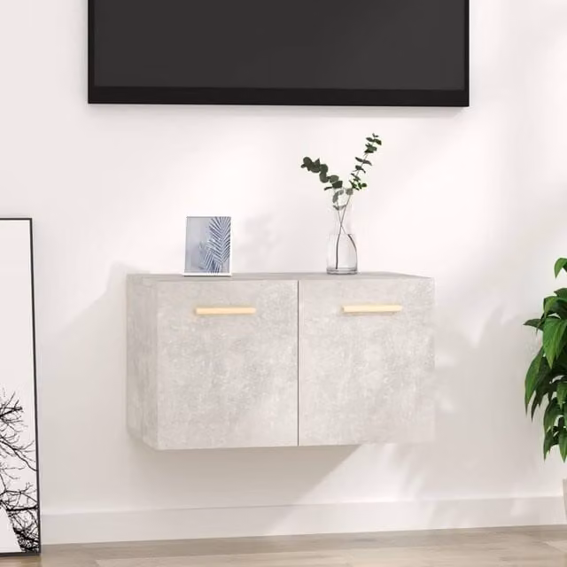 Berkfield Home Wall Mounted Cabinet in Concrete Grey, W: 60 cm, D: 36.5 cm, H: 35 cm