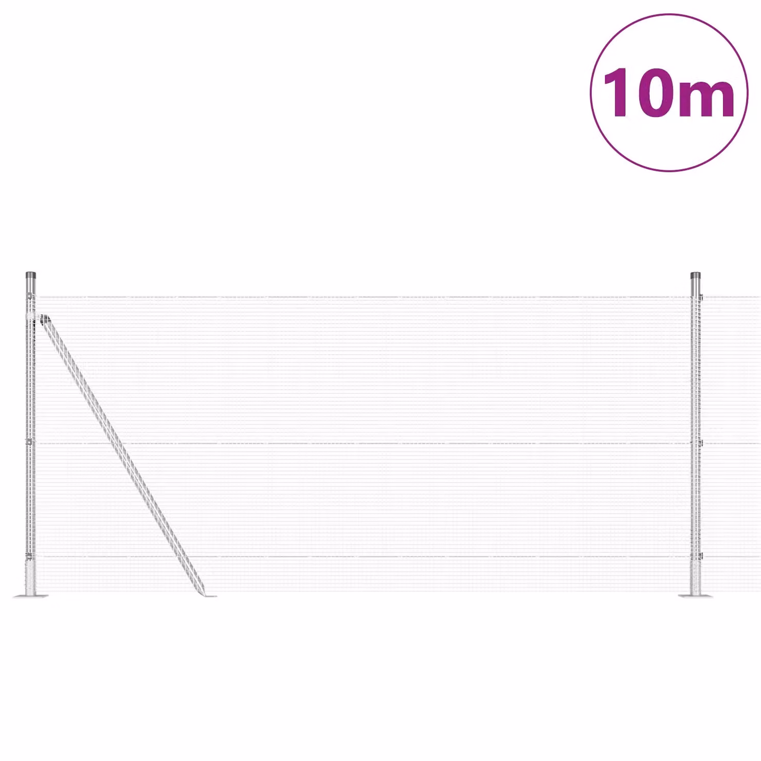 Berkfield Home Set of 2 Round Galvanised Steel Fence Posts in Silver, Height: 1 m – 2