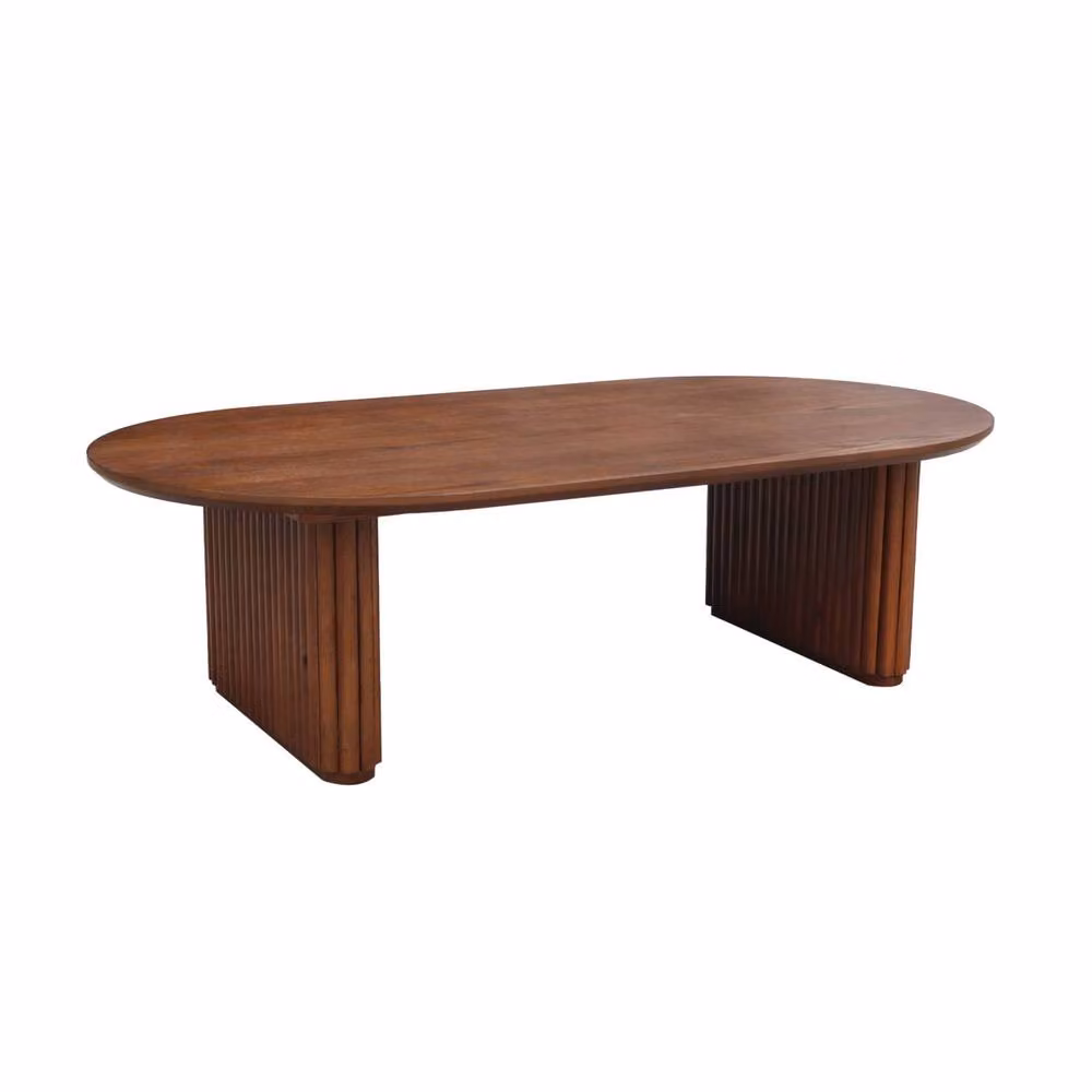 sweeek Oval Coffee Table in Dark Brown Oak Veneer and Rubberwood, W/D/H: 65 x 35 x 12 cm – 2