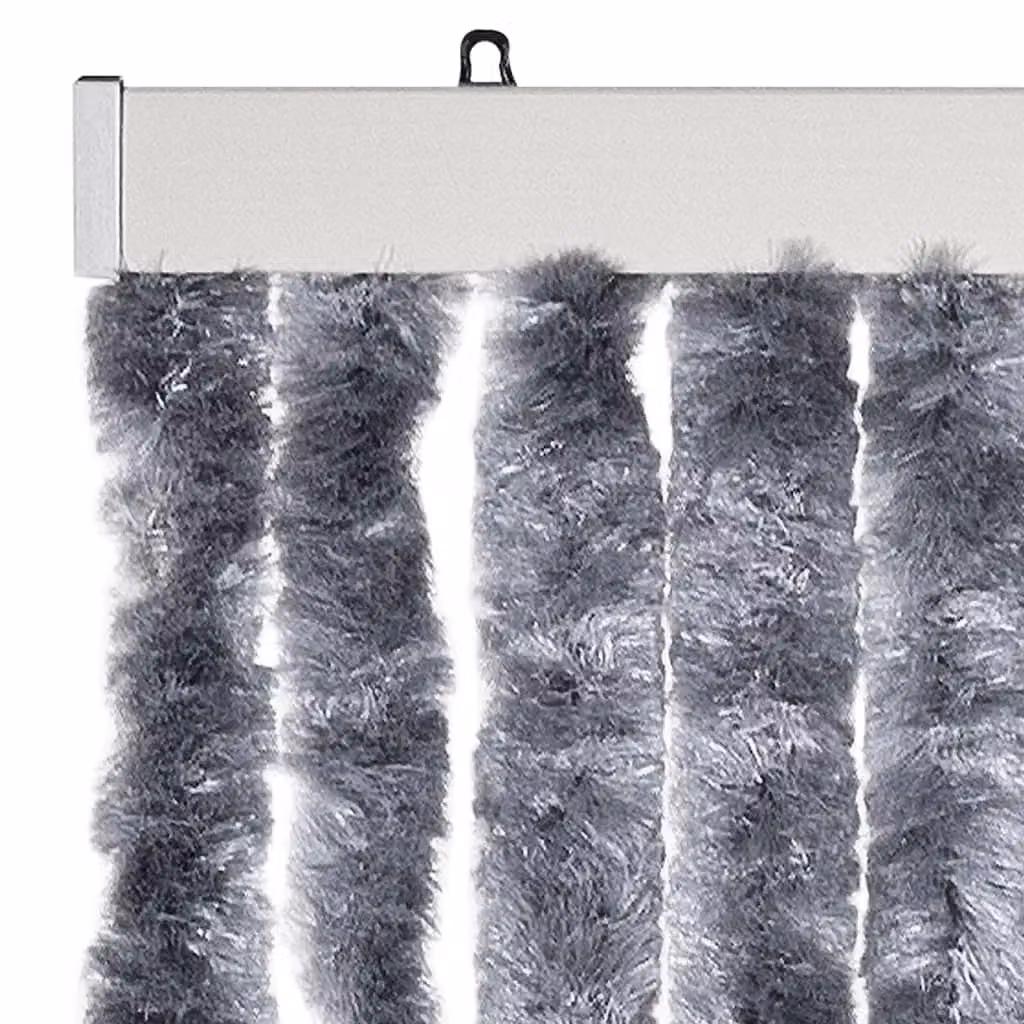 Berkfield Home Silver Chenille Fly Curtain, W: 100 cm, H: 230 cm – 3