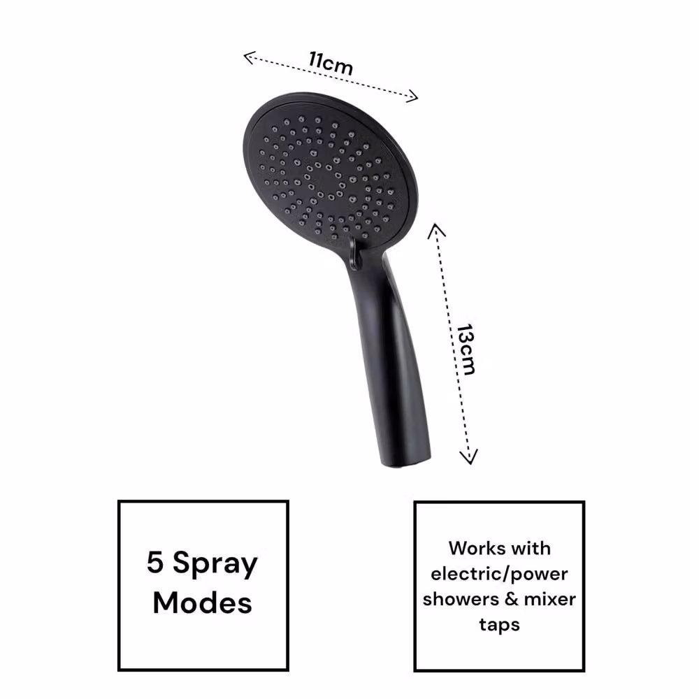 Showerdrape Vito 5-Spray Multi-Function Handset in Matt Black with Anti-Limescale Feature – 2