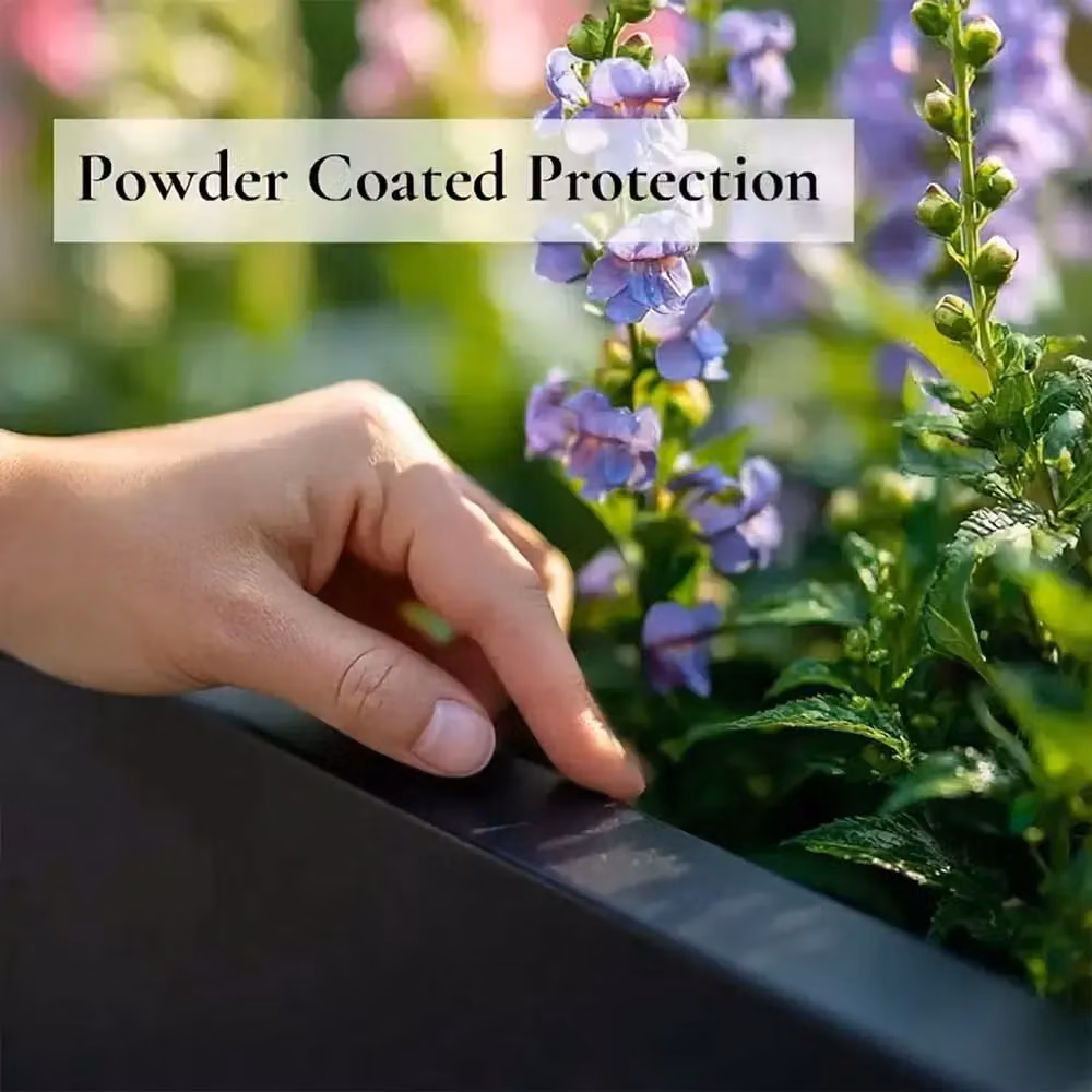 Access Garden Products Matte Black Galvanised Steel Trough Planter, W: 120 cm, D: 40 cm – 9