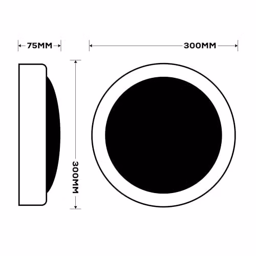 TCP LED Emergency Bulkhead Light, 22W IP65 Waterproof Round Flush Mount Ceiling and Wall Light in White, Diameter: 30 cm – 3