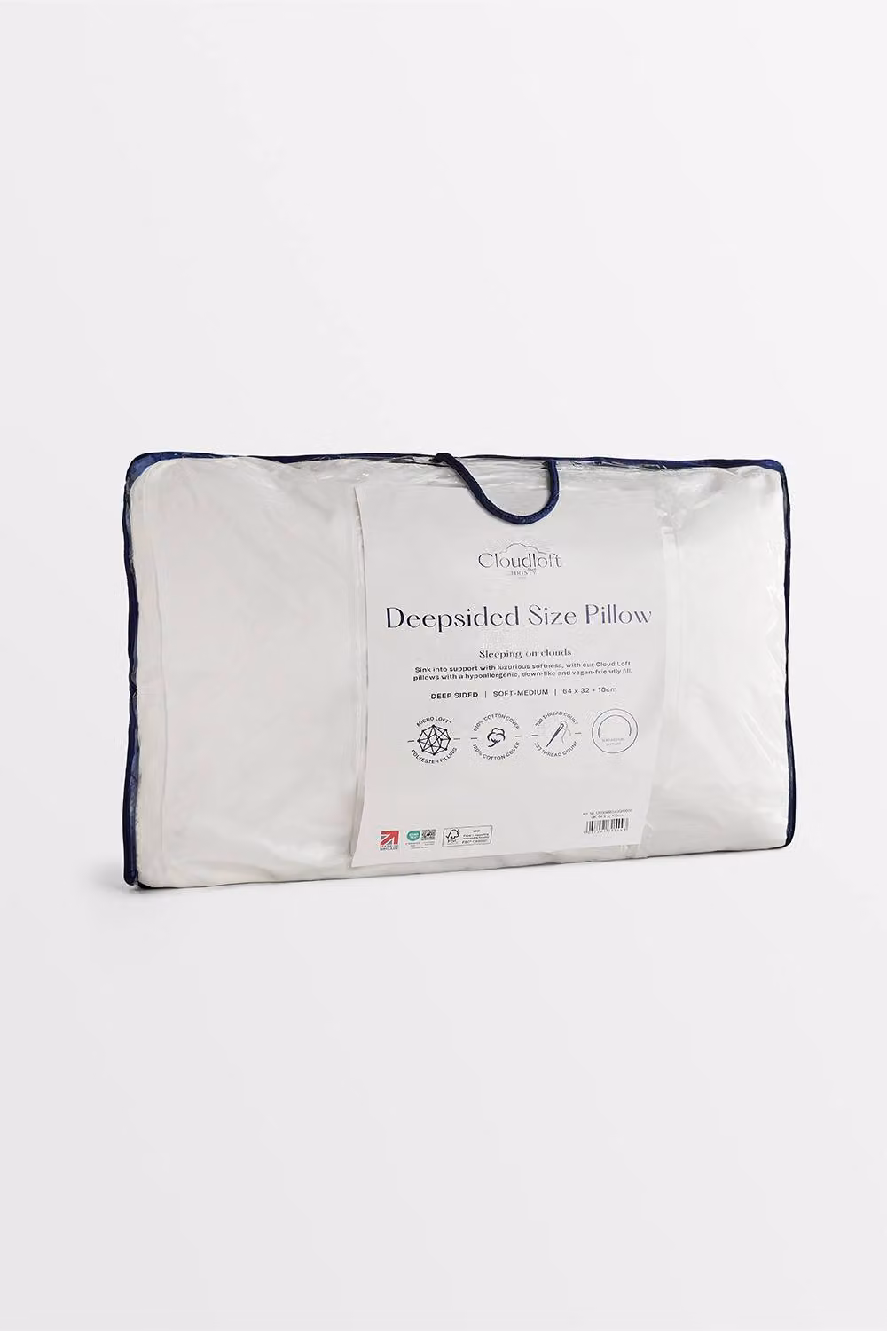 Christy Cloud Loft Medium Firm Deep Sided Microfibre Pillow in White – 2