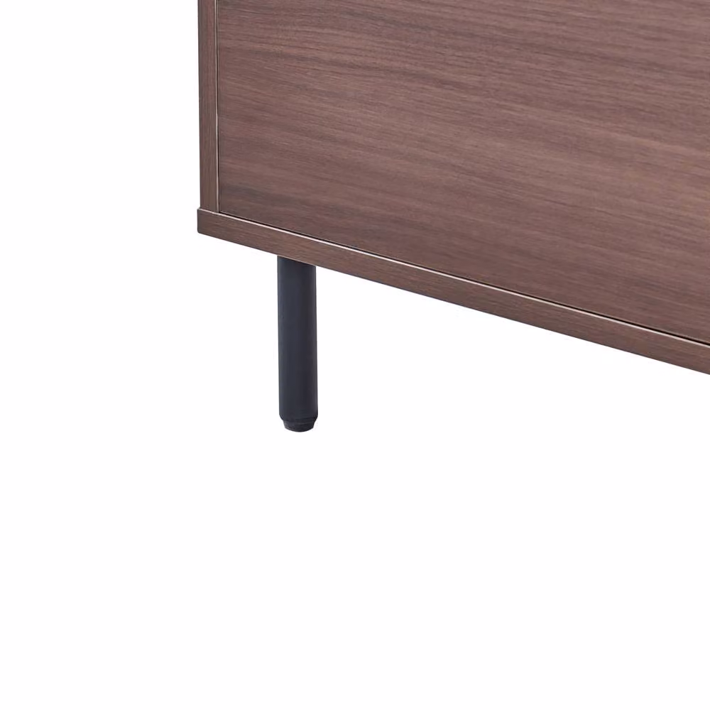 Wyld and Coco 3-Door Modern Sideboard in Brown with Black Metal Legs – 6