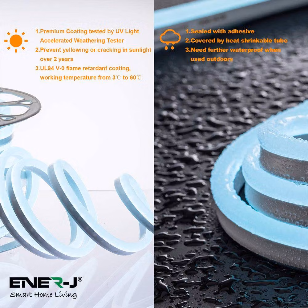 ENER-J Smart WiFi RGB LED Neon Flex Kit, 3m, White – 4