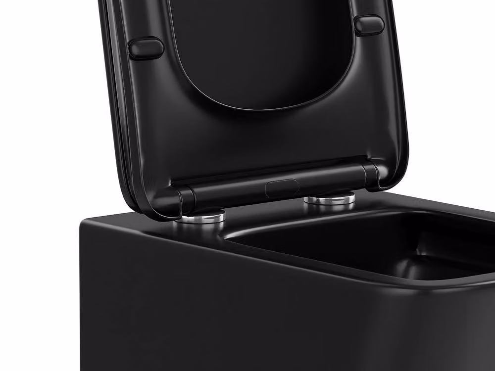 Vente-unique Clemona Rimless Wall-Hung Ceramic WC in Matt Black with Soft-Close Seat – 3