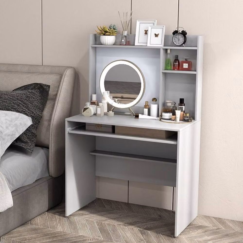 Costway Modern Computer Desk with Magnetic Bulletin Board in Grey – 6