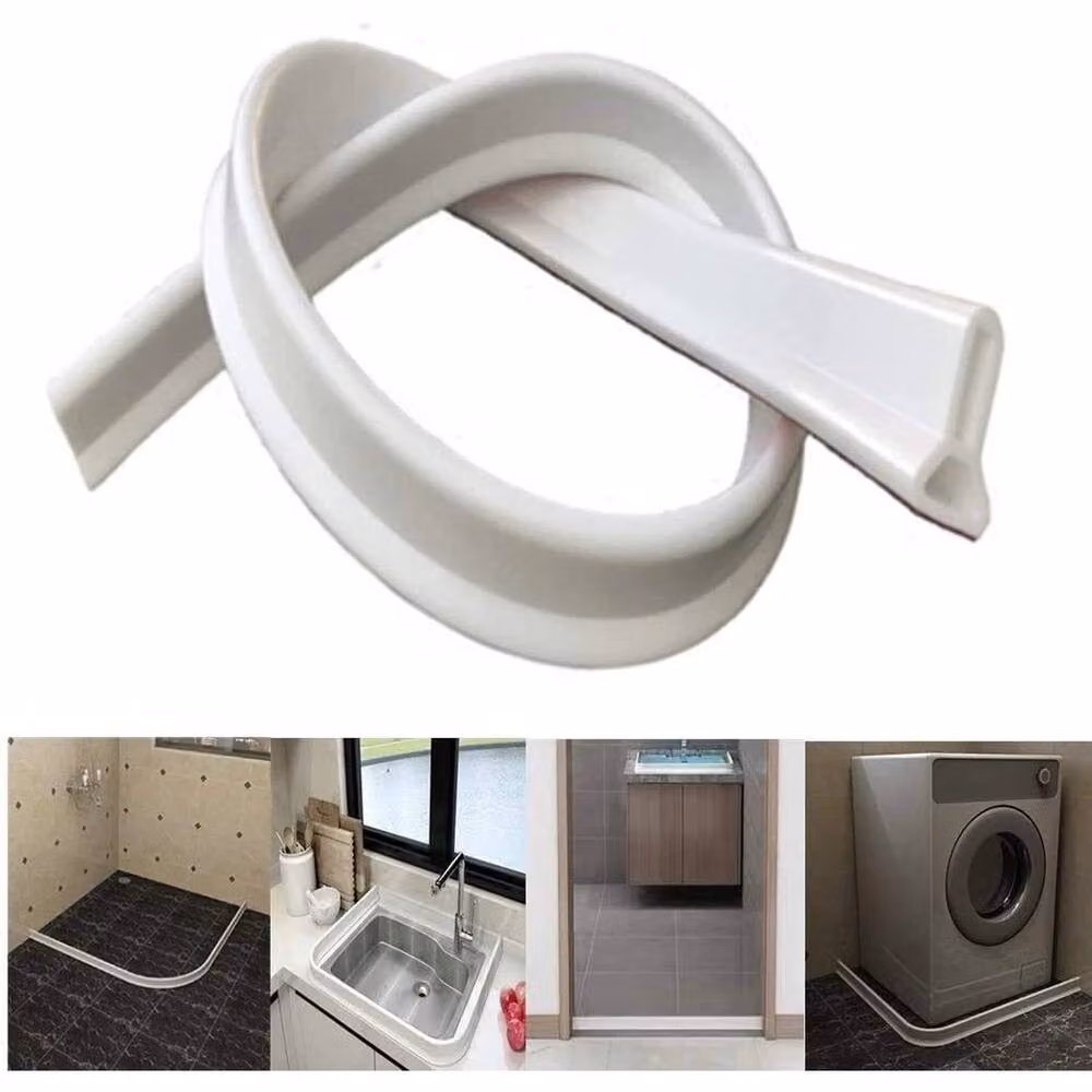 VOGREX Self-Adhesive Soft Shower Door Floor Seal Strip Wetroom Barrier Threshold in White, 100 cm – 2