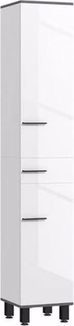 NESTLUNE Tall Slim Freestanding Bathroom Cabinet in High Gloss White – 1